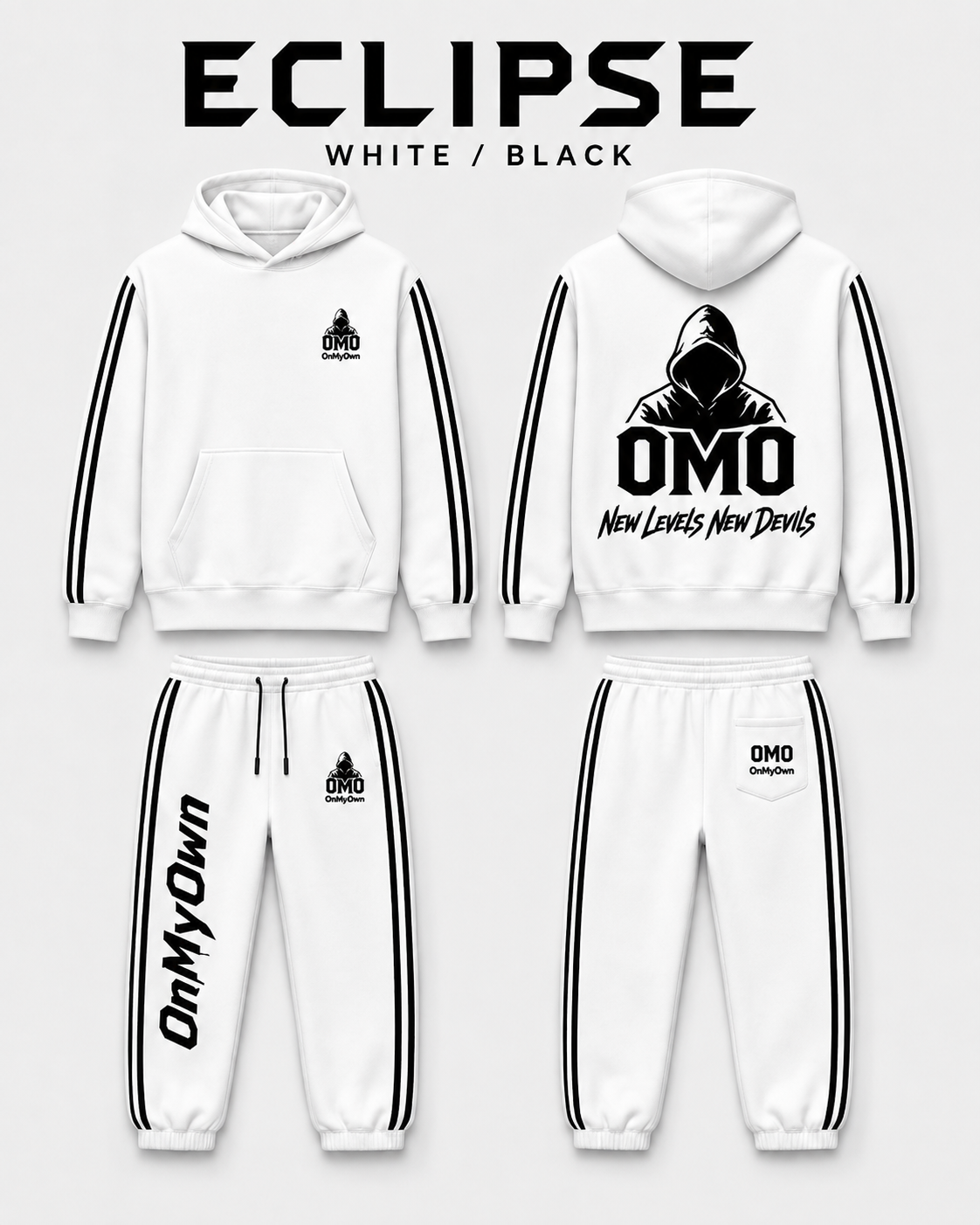 Eclipse White / Black front and back garment design